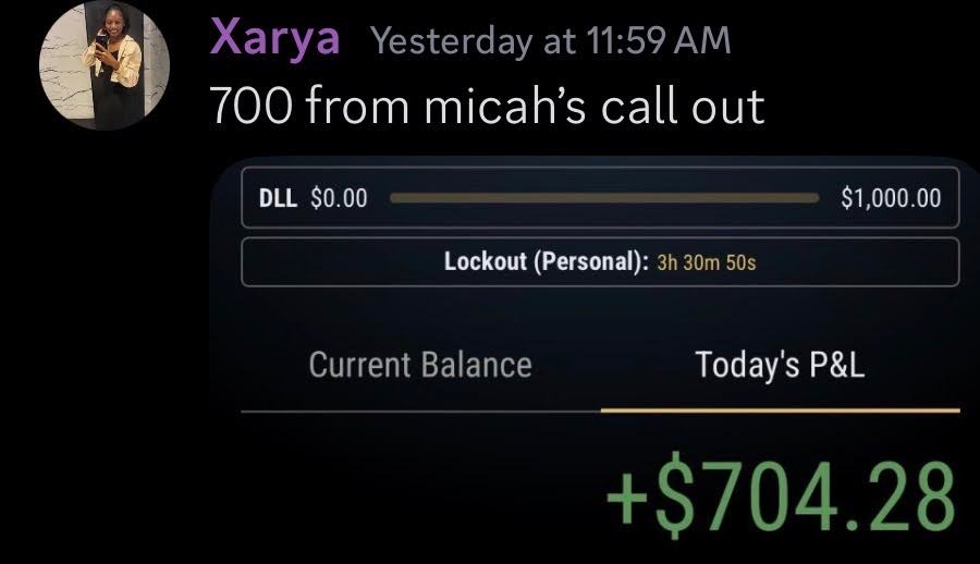 Xarya: 700 from Micah’s call out +$704.28